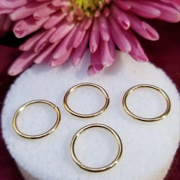 Jewelry 1k Solid Gold 16 Gauge 6mm Nose Ring Conch Helix Septum